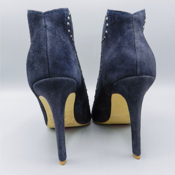 Joe's Scout‎ Studded Ankle Booties Navy Blue Suede Leather Spike Heel Stiletto - Picture 8 of 13